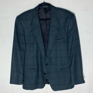 Vintage Moores Peruvian Alpaca Green Alpaca Wool Blend Plaid Blazer 42R Academia